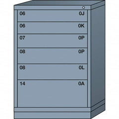 Lyon - 6 Drawer, Standard Counter - Single Drawer Access Cabinet - Steel, 30" Wide x 28-1/4" Deep x 44-1/4" High, Dove Gray - Benchmark Tooling