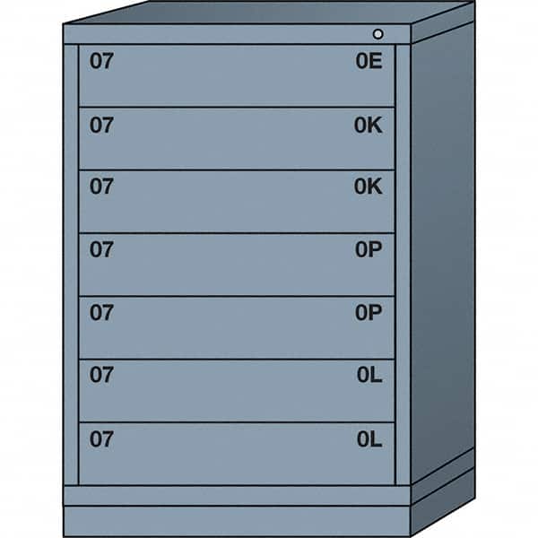 Lyon - 7 Drawer, Standard Counter - Multiple Drawer Access Cabinet - Steel, 30" Wide x 28-1/4" Deep x 44-1/4" High, Dove Gray - Benchmark Tooling