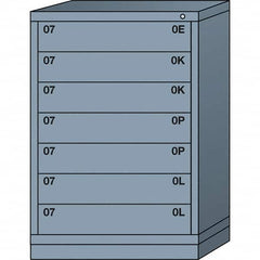Lyon - 7 Drawer, Standard Counter - Multiple Drawer Access Cabinet - Steel, 30" Wide x 28-1/4" Deep x 44-1/4" High, Dove Gray - Benchmark Tooling