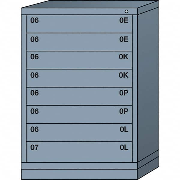 Lyon - 8 Drawer, Standard Counter - Multiple Drawer Access Cabinet - Steel, 30" Wide x 28-1/4" Deep x 44-1/4" High, Dove Gray - Benchmark Tooling