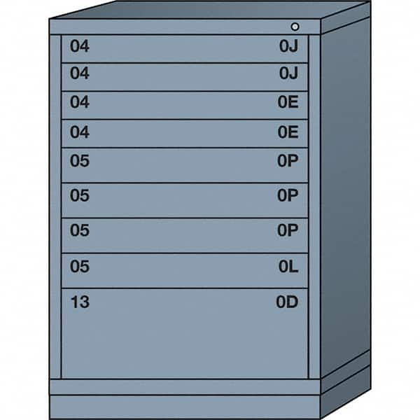 Lyon - 9 Drawer, Standard Counter - Multiple Drawer Access Cabinet - Steel, 30" Wide x 28-1/4" Deep x 44-1/4" High, Dove Gray - Benchmark Tooling