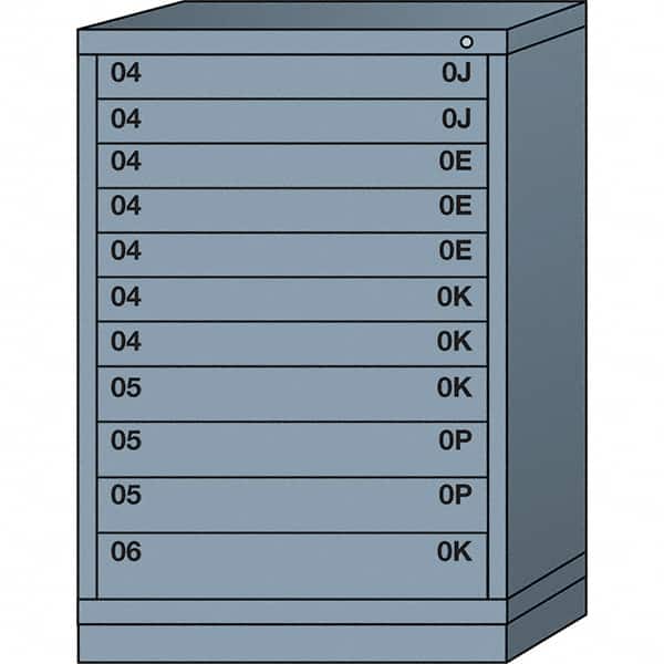 Lyon - 11 Drawer, Standard Counter - Multiple Drawer Access Cabinet - Steel, 30" Wide x 28-1/4" Deep x 44-1/4" High, Dove Gray - Benchmark Tooling