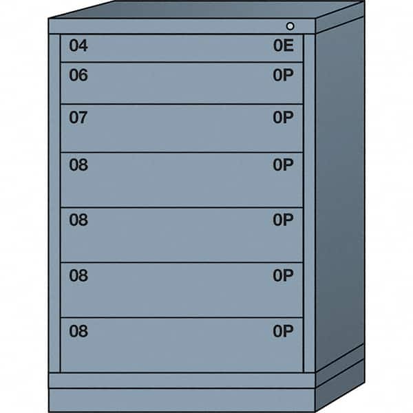 Lyon - 7 Drawer, Standard Counter - Multiple Drawer Access Cabinet - Steel, 30" Wide x 28-1/4" Deep x 44-1/4" High, Dove Gray - Benchmark Tooling