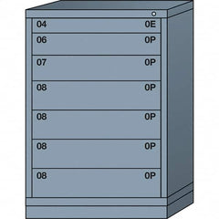 Lyon - 7 Drawer, Standard Counter - Multiple Drawer Access Cabinet - Steel, 30" Wide x 28-1/4" Deep x 44-1/4" High, Dove Gray - Benchmark Tooling