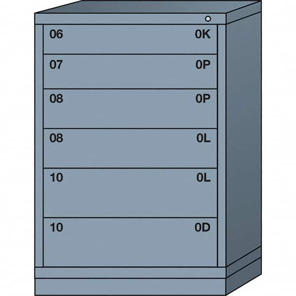 Lyon - 6 Drawer, Standard Counter - Multiple Drawer Access Cabinet - Steel, 30" Wide x 28-1/4" Deep x 44-1/4" High, Dove Gray - Benchmark Tooling