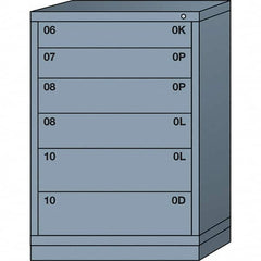 Lyon - 6 Drawer, Standard Counter - Single Drawer Access Cabinet - Steel, 30" Wide x 28-1/4" Deep x 44-1/4" High, Dove Gray - Benchmark Tooling