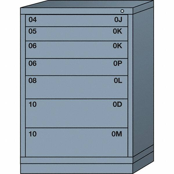 Lyon - 7 Drawer, Standard Counter - Single Drawer Access Cabinet - Steel, 30" Wide x 28-1/4" Deep x 44-1/4" High, Dove Gray - Benchmark Tooling