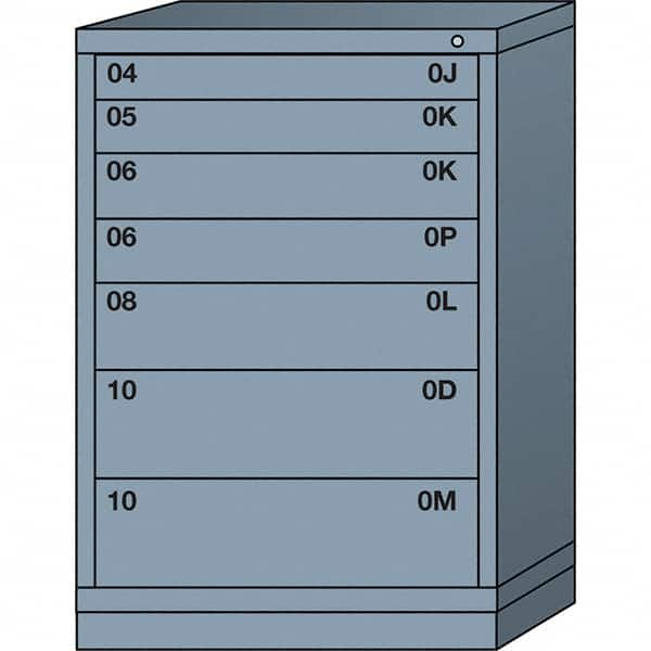 Lyon - 7 Drawer, Standard Counter - Multiple Drawer Access Cabinet - Steel, 30" Wide x 28-1/4" Deep x 44-1/4" High, Dove Gray - Benchmark Tooling