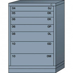 Lyon - 7 Drawer, Standard Counter - Multiple Drawer Access Cabinet - Steel, 30" Wide x 28-1/4" Deep x 44-1/4" High, Dove Gray - Benchmark Tooling