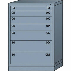 Lyon - 7 Drawer, Standard Counter - Single Drawer Access Cabinet - Steel, 30" Wide x 28-1/4" Deep x 44-1/4" High, Dove Gray - Benchmark Tooling