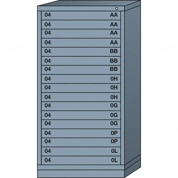 Lyon - 17 Drawer, Standard Eye-Level - Single Drawer Access Cabinet - Steel, 30" Wide x 28-1/4" Deep x 59-1/4" High, Dove Gray - Benchmark Tooling
