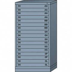 Lyon - 17 Drawer, Standard Eye-Level - Single Drawer Access Cabinet - Steel, 30" Wide x 28-1/4" Deep x 59-1/4" High, Dove Gray - Benchmark Tooling