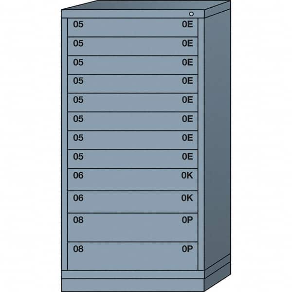 Lyon - 12 Drawer, Standard Eye-Level - Multiple Drawer Access Cabinet - Steel, 30" Wide x 28-1/4" Deep x 59-1/4" High, Dove Gray - Benchmark Tooling