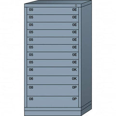 Lyon - 12 Drawer, Standard Eye-Level - Multiple Drawer Access Cabinet - Steel, 30" Wide x 28-1/4" Deep x 59-1/4" High, Dove Gray - Benchmark Tooling