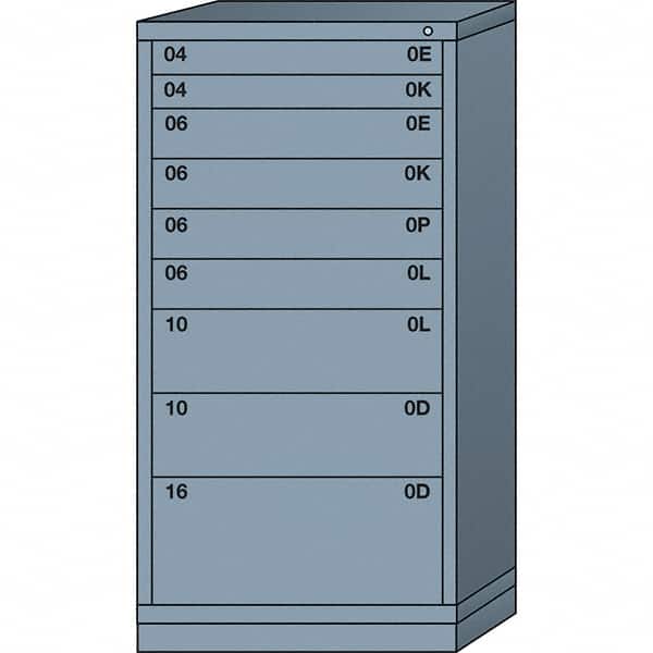 Lyon - 9 Drawer, Standard Eye-Level - Multiple Drawer Access Cabinet - Steel, 30" Wide x 28-1/4" Deep x 59-1/4" High, Dove Gray - Benchmark Tooling