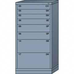Lyon - 8 Drawer, Standard Eye-Level - Single Drawer Access Cabinet - Steel, 30" Wide x 28-1/4" Deep x 59-1/4" High, Dove Gray - Benchmark Tooling