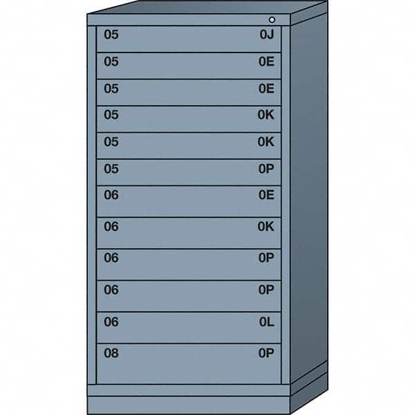 Lyon - 12 Drawer, Standard Eye-Level - Single Drawer Access Cabinet - Steel, 30" Wide x 28-1/4" Deep x 59-1/4" High, Dove Gray - Benchmark Tooling