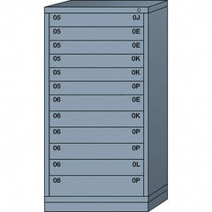 Lyon - 12 Drawer, Standard Eye-Level - Single Drawer Access Cabinet - Steel, 30" Wide x 28-1/4" Deep x 59-1/4" High, Dove Gray - Benchmark Tooling