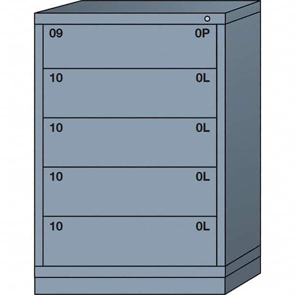 Lyon - 5 Drawer, Standard Counter - Multiple Drawer Access Cabinet - Steel, 30" Wide x 28-1/4" Deep x 44-1/4" High, Dove Gray - Benchmark Tooling