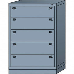 Lyon - 5 Drawer, Standard Counter - Single Drawer Access Cabinet - Steel, 30" Wide x 28-1/4" Deep x 44-1/4" High, Dove Gray - Benchmark Tooling