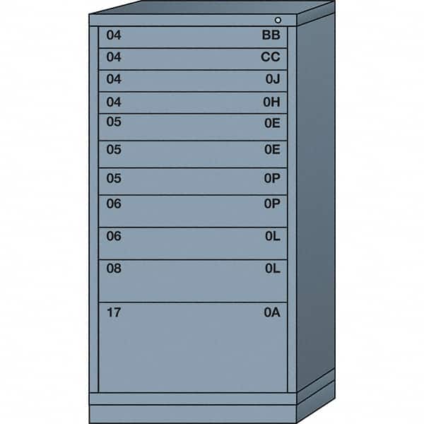 Lyon - 11 Drawer, Standard Eye-Level - Multiple Drawer Access Cabinet - Steel, 30" Wide x 28-1/4" Deep x 59-1/4" High, Dove Gray - Benchmark Tooling