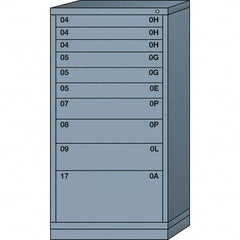 Lyon - 10 Drawer, Standard Eye-Level - Multiple Drawer Access Cabinet - Steel, 30" Wide x 28-1/4" Deep x 59-1/4" High, Dove Gray - Benchmark Tooling