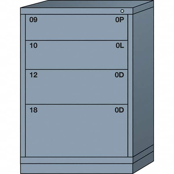 Lyon - 4 Drawer, Standard Counter - Single Drawer Access Cabinet - Steel, 30" Wide x 28-1/4" Deep x 44-1/4" High, Dove Gray - Benchmark Tooling