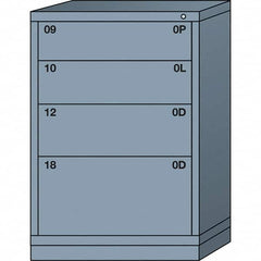 Lyon - 4 Drawer, Standard Counter - Single Drawer Access Cabinet - Steel, 30" Wide x 28-1/4" Deep x 44-1/4" High, Dove Gray - Benchmark Tooling