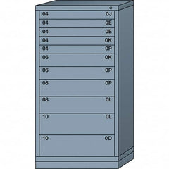 Lyon - 11 Drawer, Standard Eye-Level - Single Drawer Access Cabinet - Steel, 30" Wide x 28-1/4" Deep x 59-1/4" High, Dove Gray - Benchmark Tooling