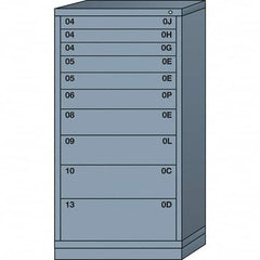 Lyon - 10 Drawer, Standard Eye-Level - Multiple Drawer Access Cabinet - Steel, 30" Wide x 28-1/4" Deep x 59-1/4" High, Dove Gray - Benchmark Tooling