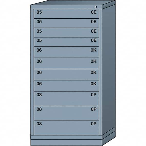 Lyon - 11 Drawer, Standard Eye-Level - Single Drawer Access Cabinet - Steel, 30" Wide x 28-1/4" Deep x 59-1/4" High, Dove Gray - Benchmark Tooling