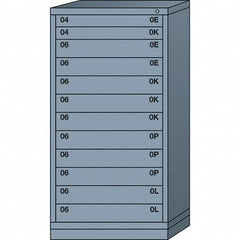 Lyon - 12 Drawer, Standard Eye-Level - Single Drawer Access Cabinet - Steel, 30" Wide x 28-1/4" Deep x 59-1/4" High, Dove Gray - Benchmark Tooling