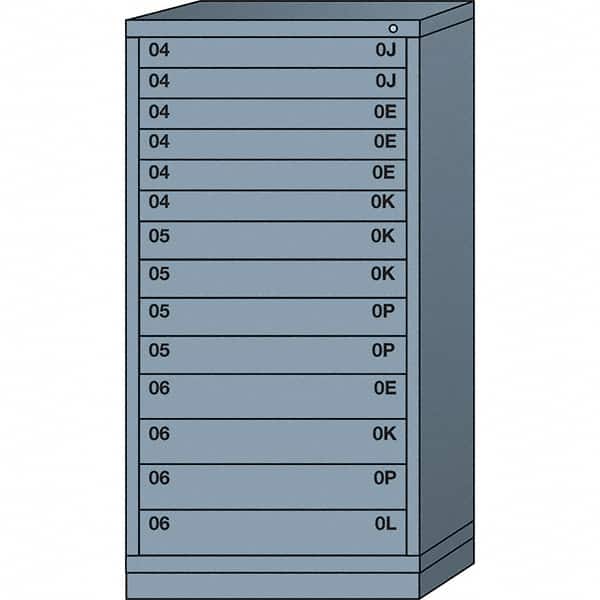 Lyon - 14 Drawer, Standard Eye-Level - Multiple Drawer Access Cabinet - Steel, 30" Wide x 28-1/4" Deep x 59-1/4" High, Dove Gray - Benchmark Tooling