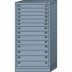 Lyon - 14 Drawer, Standard Eye-Level - Multiple Drawer Access Cabinet - Steel, 30" Wide x 28-1/4" Deep x 59-1/4" High, Dove Gray - Benchmark Tooling