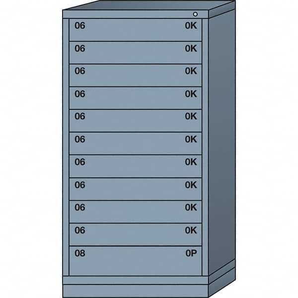Lyon - 11 Drawer, Standard Eye-Level - Multiple Drawer Access Cabinet - Steel, 30" Wide x 28-1/4" Deep x 59-1/4" High, Dove Gray - Benchmark Tooling