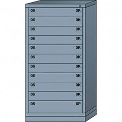 Lyon - 11 Drawer, Standard Eye-Level - Multiple Drawer Access Cabinet - Steel, 30" Wide x 28-1/4" Deep x 59-1/4" High, Dove Gray - Benchmark Tooling