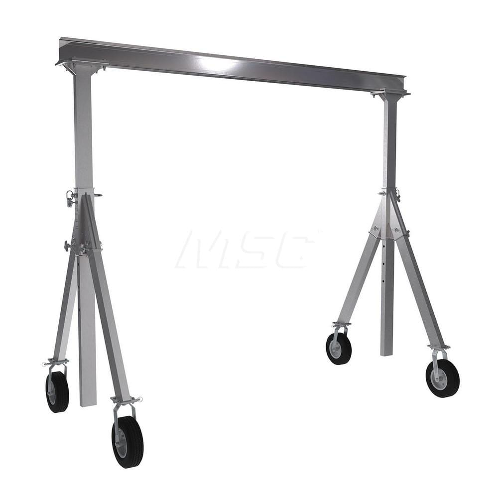 Adjustable Gantry Crane: 1,500 lb Working Load Limit, 8″ Eye Beam Height, 54″ OAW Aluminum