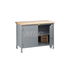 Stationary Workstations; Load Capacity: 2000; Color: Gray; Overall Depth: 24 in; Width (Inch): 48; Overall Height: 40 in; Foot Type: Leveling; Locking Mechanism: Keyed; Top Material: Butcher Block; Body Material: Steel; Finish: Powder Coated; Depth (Inch)