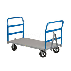 Caster Steer Trailer Truck: 2,000 lb Capacity, Solid, Steel Platform, 36″ Platform Width, 60″ Platform Length, 11″ Platform Height (2) Rigid & (2) Swivel, Mold-On Rubber Casters, 2 Tubular Handle