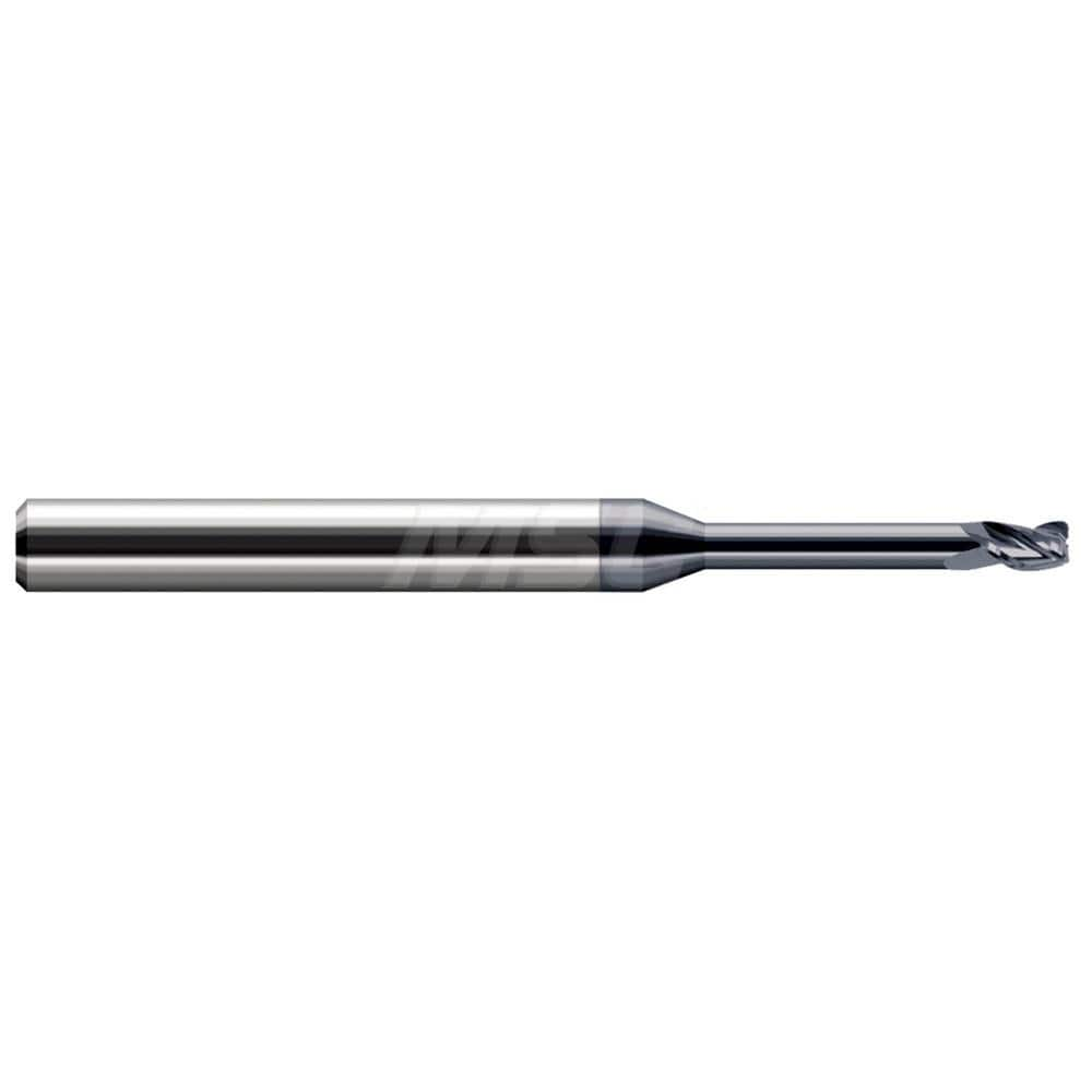 Corner Radius End Mill: 0.093″ Dia, 0.139″ LOC, 0.01″ Radius, 3 Flutes, Solid Carbide 2-1/2″ OAL, 1″ Shank Dia, Helix, AlTiN Coated, Corner Radius End, Centercutting