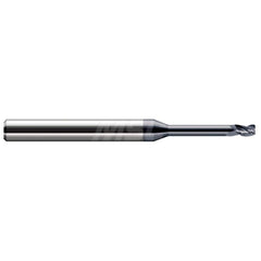 Corner Radius End Mill: 0.093″ Dia, 0.139″ LOC, 0.01″ Radius, 3 Flutes, Solid Carbide 2-1/2″ OAL, 1″ Shank Dia, Helix, AlTiN Coated, Corner Radius End, Centercutting