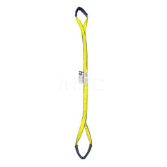 Eye & Eye Sling: 1″ Wide, 20' Long, 3,200 lb Vertical, 2,560 lb Choker, 6,400 lb Basket, Polyester Flat Eye, Yellow