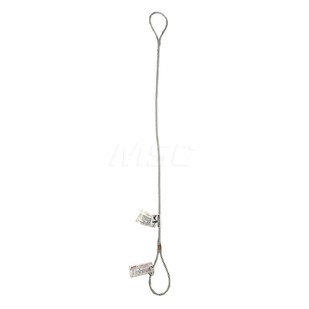 Eye & Eye Sling: 2' Long, 1.2 Ton Vertical Standard Eye, Silver