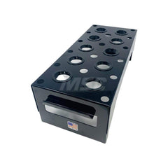 CNC Storage Racks; Rack Type: Benchtop; Tool Type: CNC Tool Holder; Load Capacity: 26; Overall Height: 5 in; Color: Black; Width (Inch): 7; Number of Blocks: 30; Minimum Order Quantity: Steel; Depth (Inch): 17 in; Mat: Powder Coated; Steel; Width (Decimal