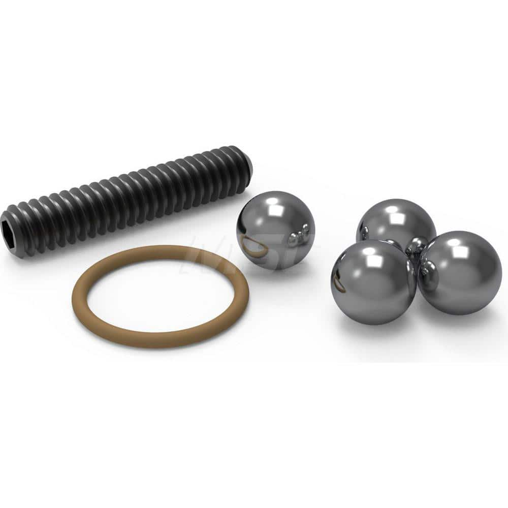 Modular Fixturing Kits; Set Type: Repair Kit; System Compatibility: Ball Lock; Number of Pieces: 6; Includes: (1) Drive Ball; (1) Replacement Screw; (1) O-Ring; (3) Locking Balls; Shank Diameter Compatibility (mm): 25.00; Plate Thickness Compatibility (De