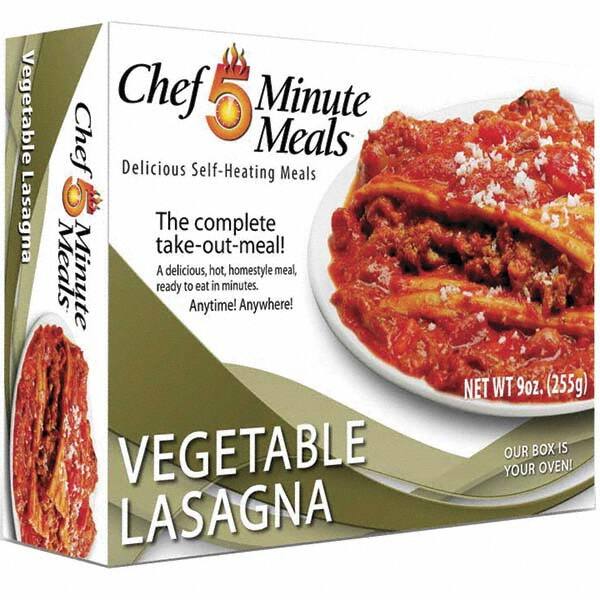 Chef Minute Meals - Emergency Preparedness Supplies Type: Ready-to-Eat Vegetable Lasagna Meal Contents/Features: Heater Pad & Activator Solution; Cutlery Kit w/Utensils, Salt & Pepper Packets; 9-oz Entr e - Benchmark Tooling