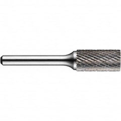 Precision Twist Drill - 1/8" Cut Diam, 1/8" Shank Diam, Carbide Double Cut Cylinder Burr with End Cut - Benchmark Tooling