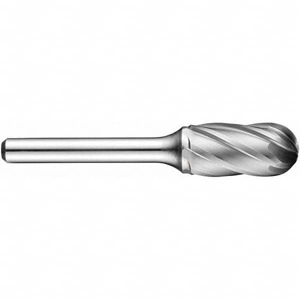 Precision Twist Drill - 1/4" Cut Diam, 1/8" Shank Diam, Carbide Aluma Cut Cylinder Ball End Burr - Benchmark Tooling