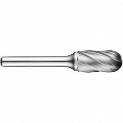 Precision Twist Drill - 1/4" Cut Diam, 1/8" Shank Diam, Carbide Aluma Cut Cylinder Ball End Burr - Benchmark Tooling