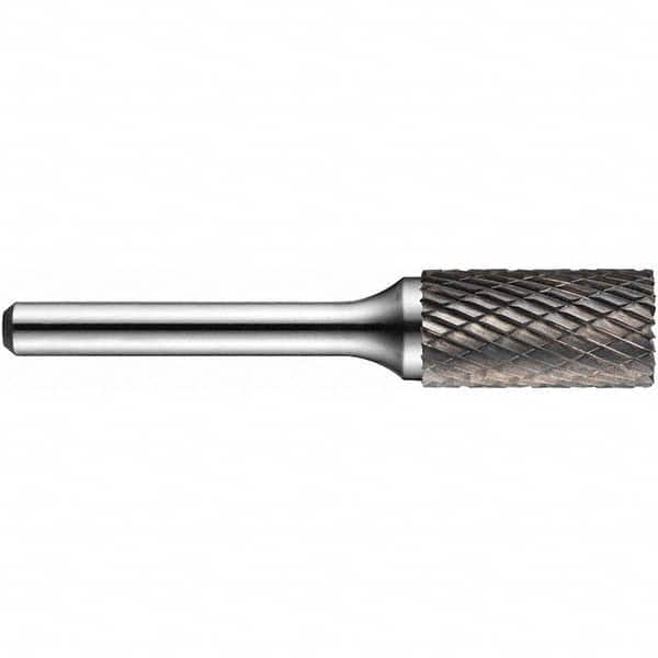 Precision Twist Drill - 7/16" Cut Diam, 1/4" Shank Diam, Carbide Double Cut Cylinder Burr with End Cut - Benchmark Tooling